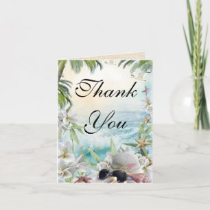 Floral Tropical Beach Wedding Thank You Card