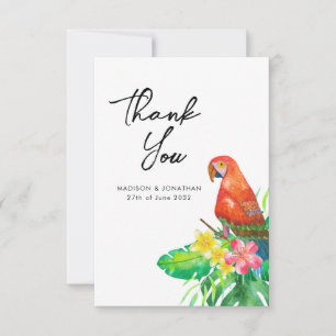Floral Tropical Bird of Paradise Message Wedding Thank You Card