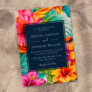 Floral Tropical Destination Beach Wedding Invitation