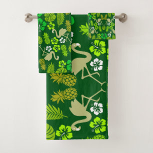 Floral Tropical Fruit Patterned Bath Towel Set