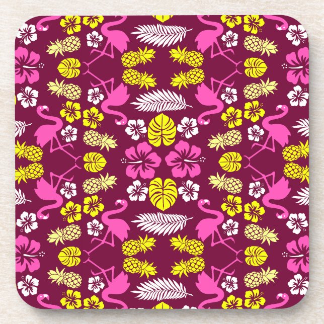 Floral Tropical Fruit Patterned Coaster (Front)