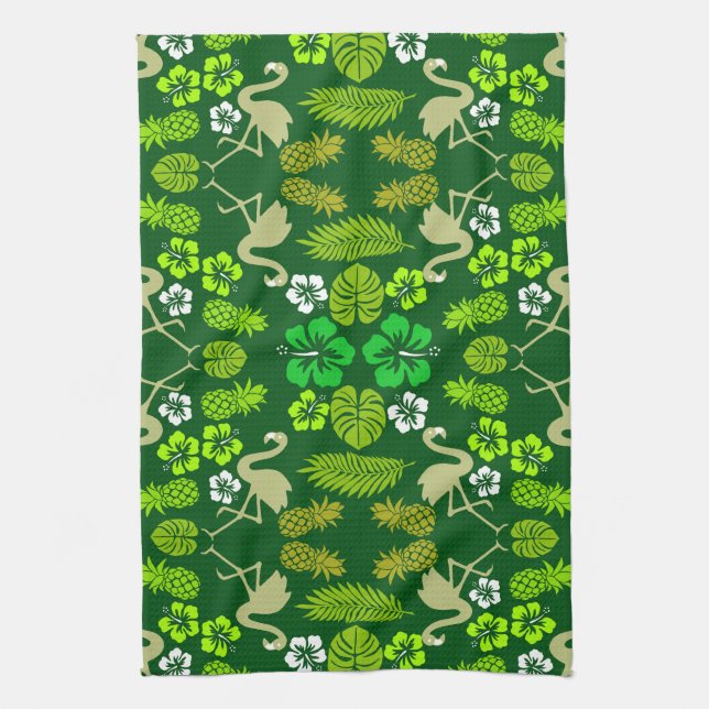 Floral Tropical Fruit Patterned Tea Towel (Vertical)