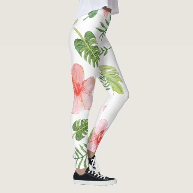 Floral Tropical Hibiscus Leggings (Right)