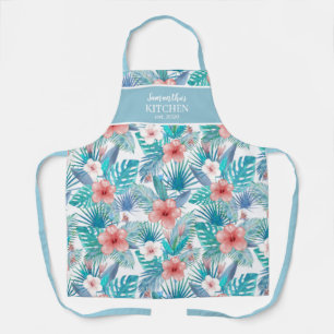 Floral Tropical Hibiscus Personalised  Name Apron