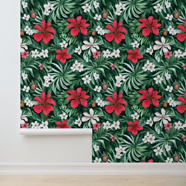 Floral tropical jungle flowers Hawaiian island  Wallpaper (Application)