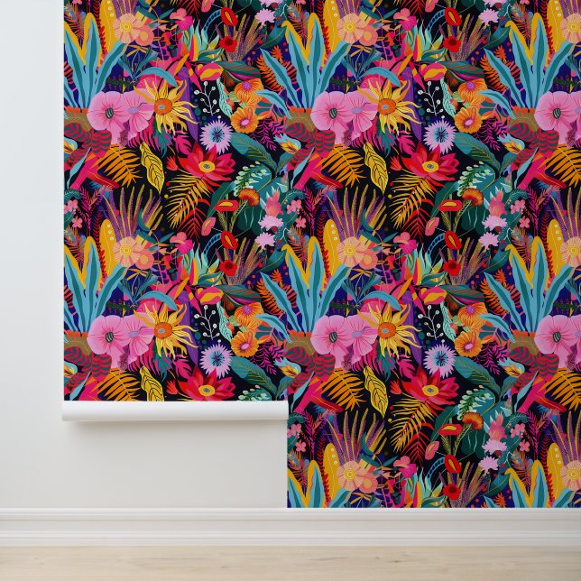 Floral Tropical Jungle Maximalism  Wallpaper (Application)