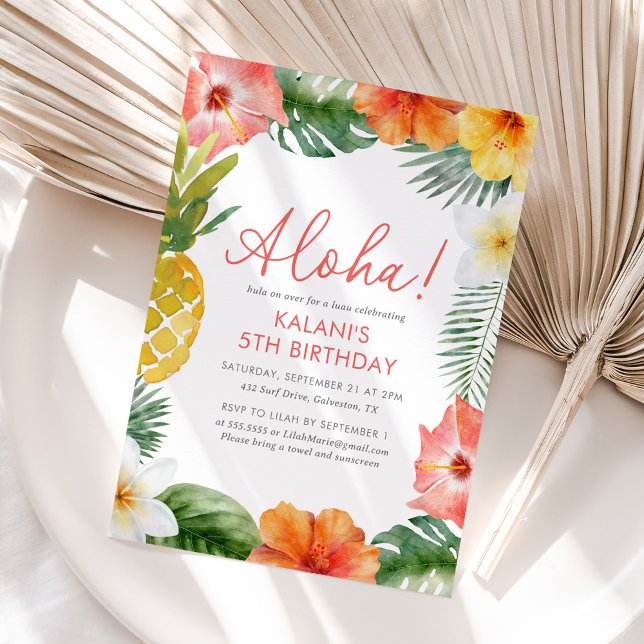 Floral Tropical Luau Birthday Invitation (Creator Uploaded)