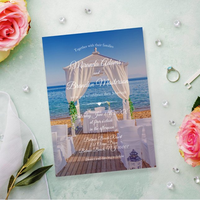 Floral Tropical Ocean Beach Summer Wedding Invitation (Creator Uploaded)