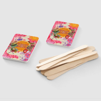 Floral Tropical Orange Slice Hand Fan Set