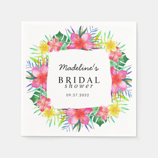 Floral Tropical Paradise Bridal Shower Napkin (Front)