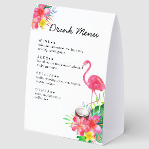 Floral Tropical Paradise Flamingo Drinks Menu Sign
