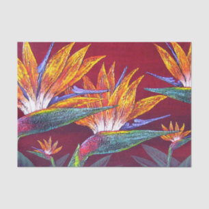 Floral Tropical Paradise Red Hawaiian Decoupage Tissue Paper