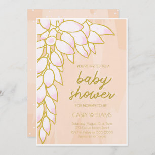 Floral Tropical Pink Blush Baby Shower Invitation