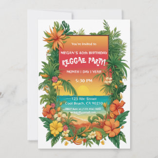 Floral Tropical Reggae Party Customisable Invitation