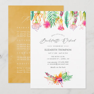 Floral Tropical Summer Bachelorette Weekend Invitation