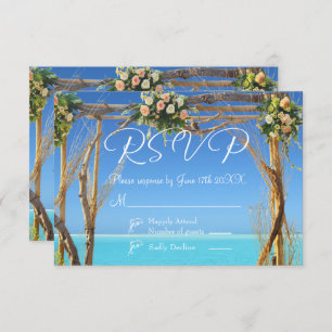 Floral Tropical Summer Beach Wedding RSVP Card