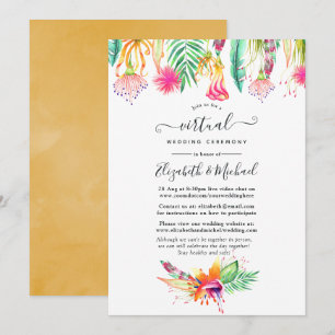 Floral Tropical Summer Online Virtual Wedding Invitation