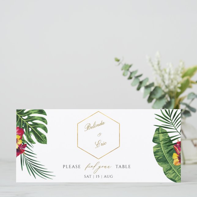 Floral Tropical Wedding Seating Chart Programme (Standing Front)