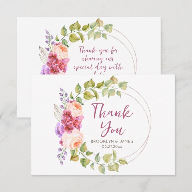 Floral Tropical Wedding Thank You Card (Front/Back)
