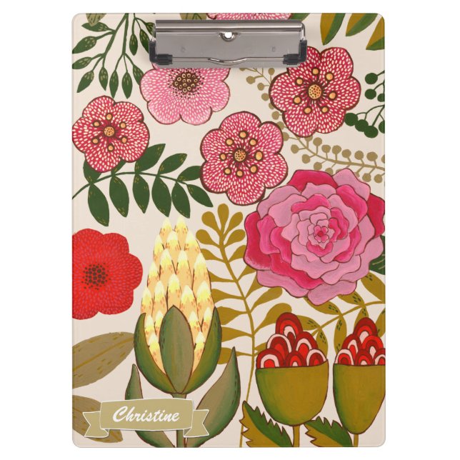 Floral Tropics Art Painting Personalised Clipboard (Front)
