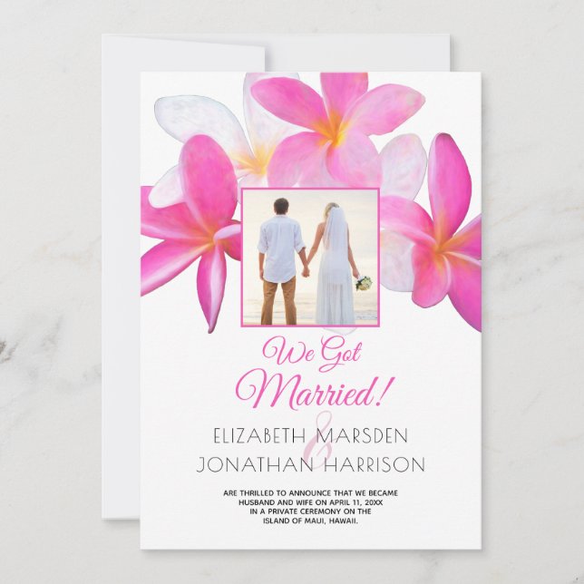 Floral Tropics Just Married Announcement Reception (Front)