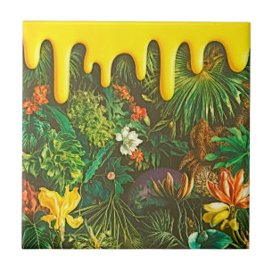 Floral Troplical Flower Mix Dripping Effect Tile
