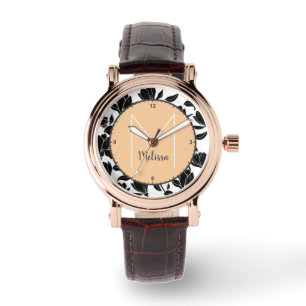 Floral Tulip Flowers Modern Orange Cute Customised Watch