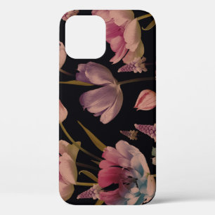 Floral tulips, muscari: vintage seamless iPhone 12 case