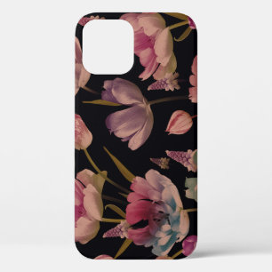 Floral tulips, muscari: vintage seamless iPhone 12 case
