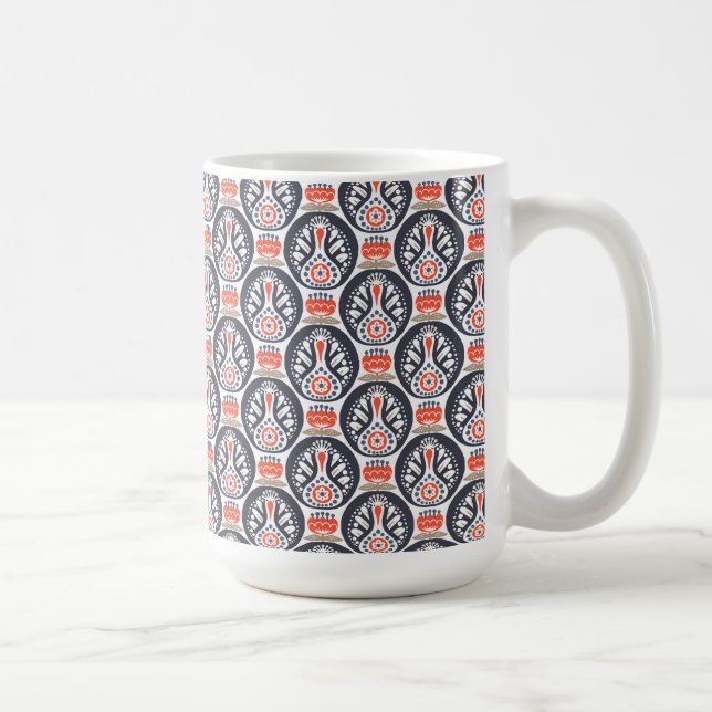 Floral Turkey Folk Art Pattern Coffee Mug (Right)