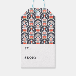 Floral Turkey Folk Art Pattern Gift Tags