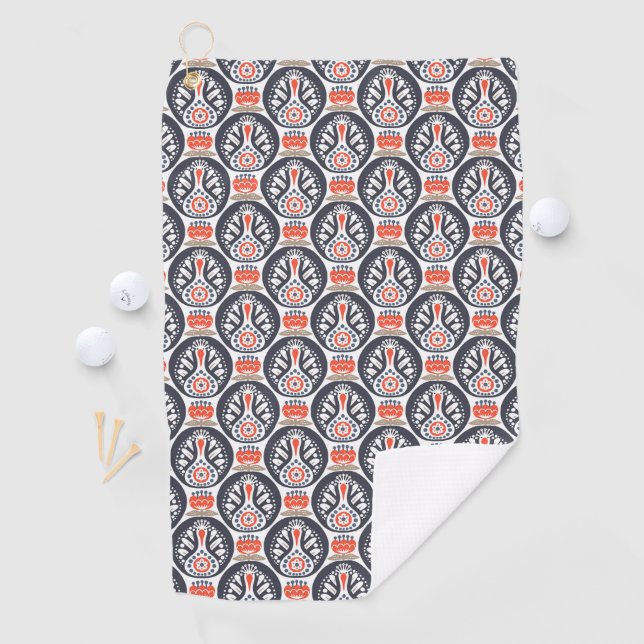 Floral Turkey Folk Art Pattern Golf Towel (InSitu)