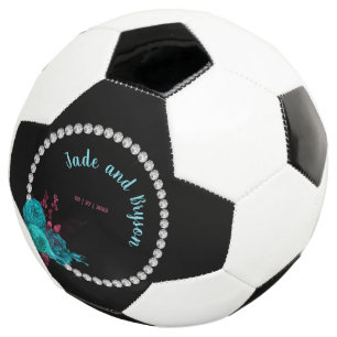 Floral Turquoise and Mauve Elegant Rhinestone Football