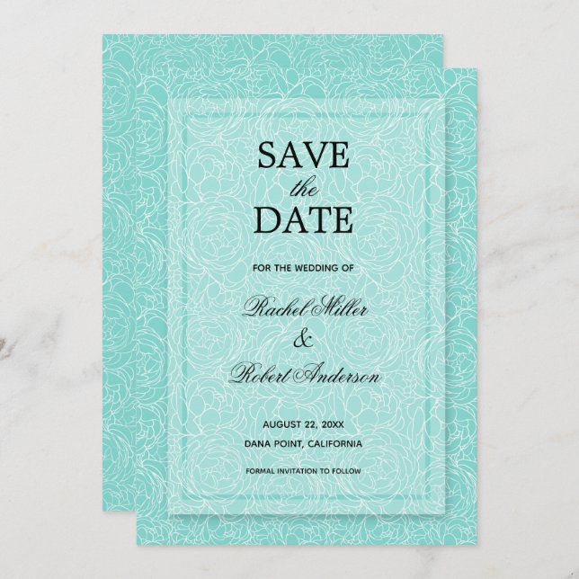 Floral Turquoise Save The Date (Front/Back)