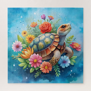 Floral Turtle Jigsaw Puzzle