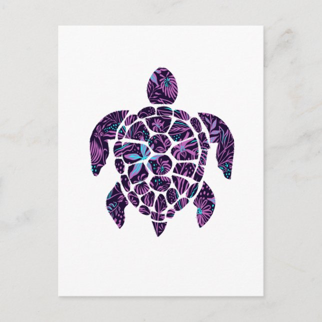 Floral Turtle   Postcard (Front)