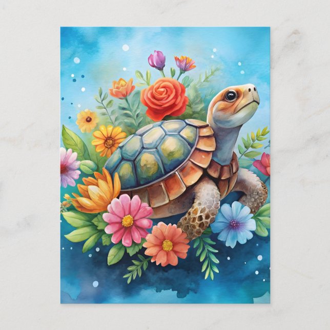 Floral Turtle Postcard (Front)