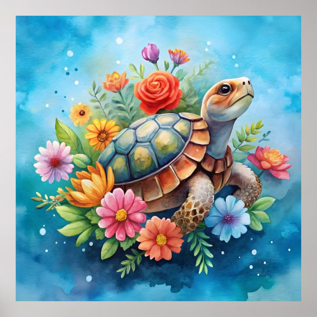 Floral Turtle Poster (Front)
