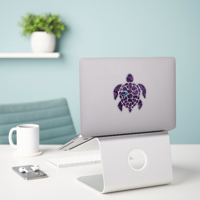 Floral Turtle Sticker (Laptop On Desk)