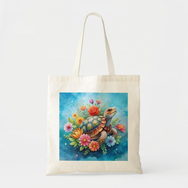 Floral Turtle Tote Bag (Front)