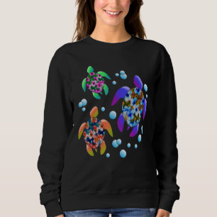 Floral Turtle Whisperer Sea Animal Tortoise Reptil Sweatshirt
