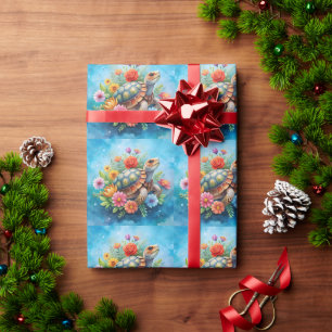 Floral Turtle Wrapping Paper