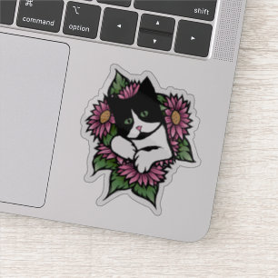 Floral Tuxedo Cat