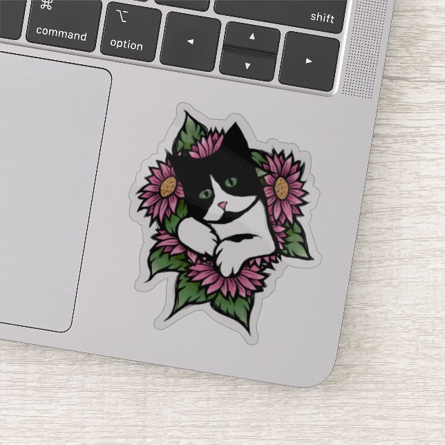 Floral Tuxedo Cat (Detail)