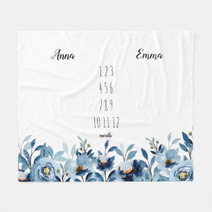 Floral Twins Monthly Milestone Fleece Blanket