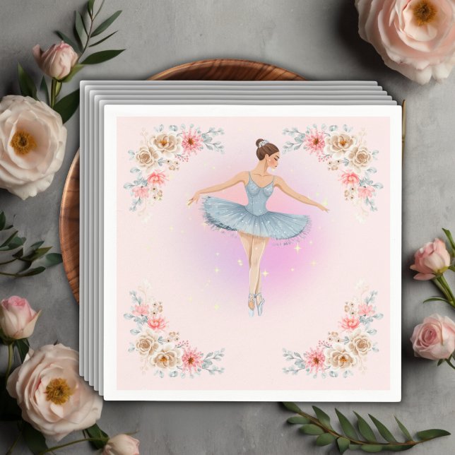 Floral Twirling Ballerina Watercolor Baby Shower Napkin (Creator Uploaded)