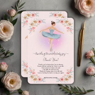 Floral Twirling Ballerina Watercolor Baby Shower Thank You Card
