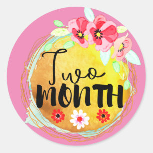 Floral Two Month Old Baby Milestone Label