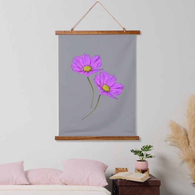Floral Two Purple Cosmos Hanging Tapestry (Bedroom)