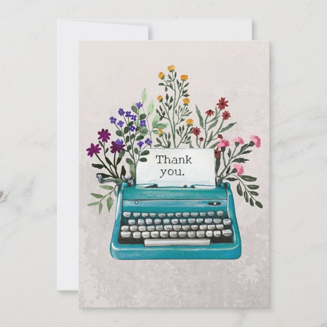 Floral Typewriter  Invitation (Front)